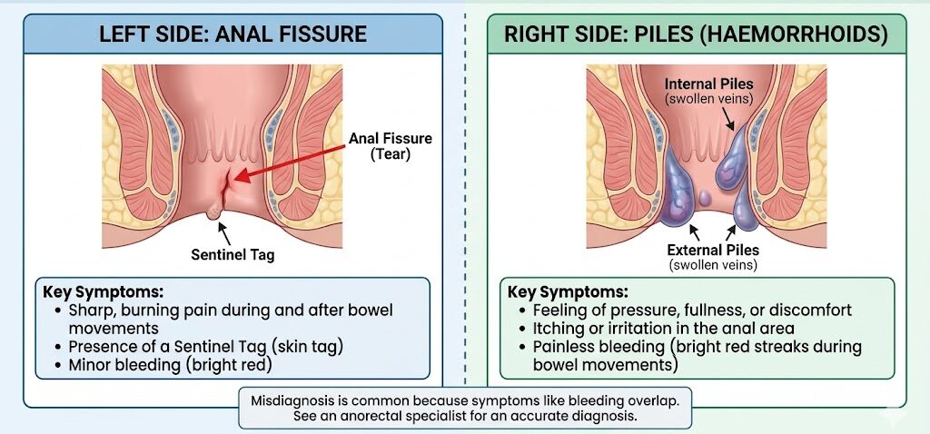 Visual Guide to Fissure vs. Piles