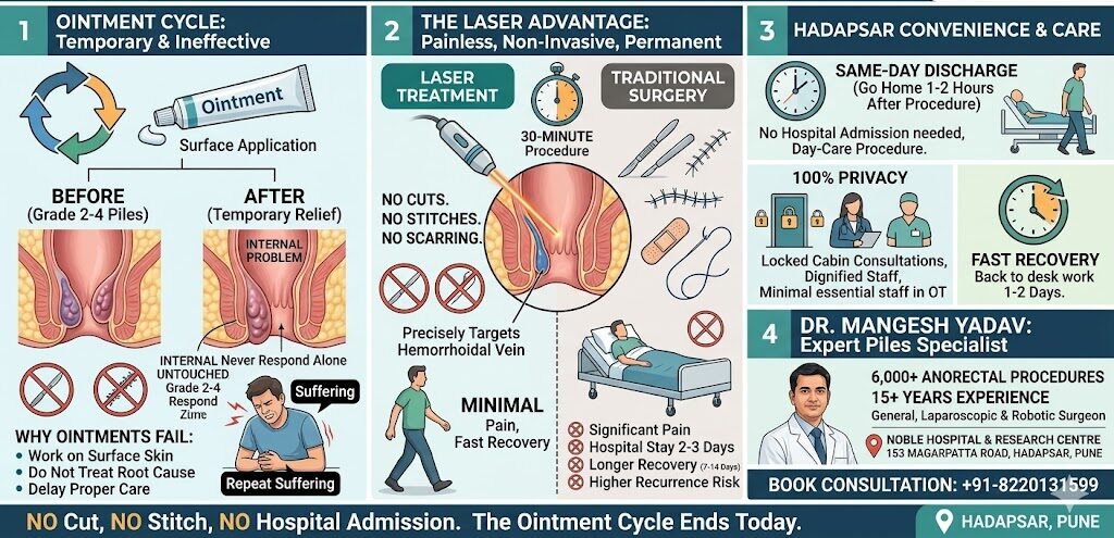 Why Ointments Cannot Cure Piles Treatment in Hadapsar Pune